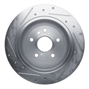 Toyota Venza Brake Rotor (1) - Rear Right - R1 Concepts - Drilled & Slotted - Silver - `09-`15